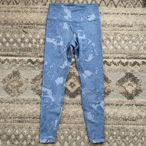 Nike Training Sculpt Victory Tight Fit Blue Knit Floral Print High Rise Medium